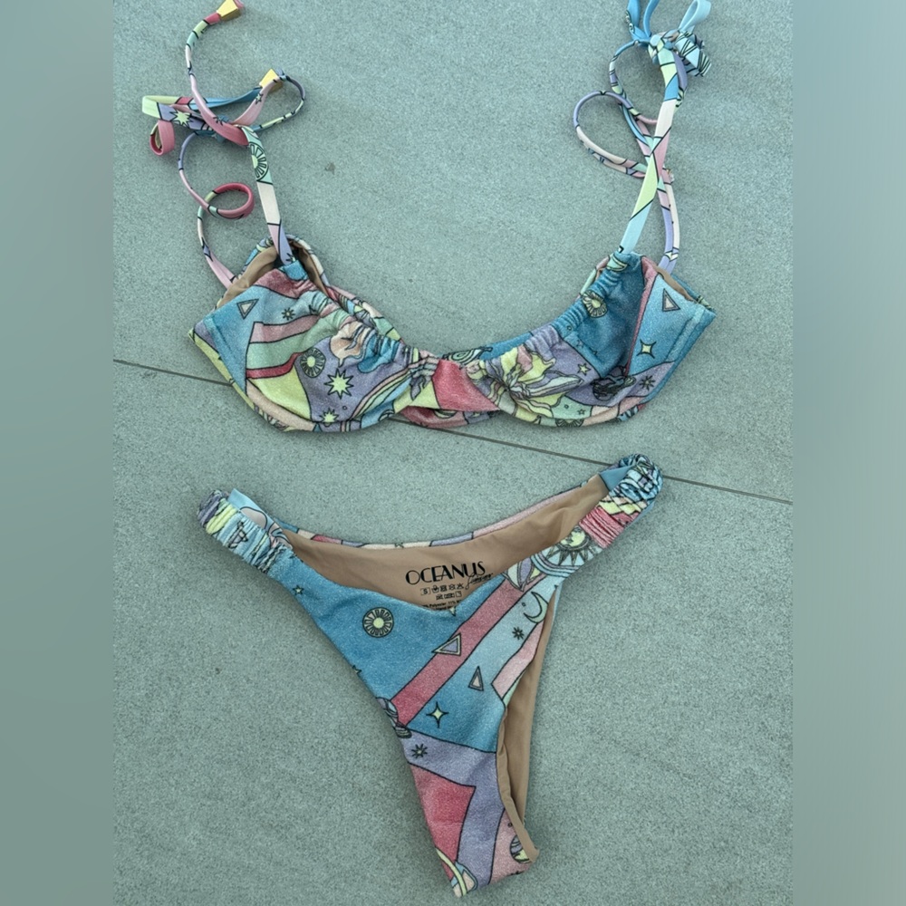 Pastel Multi-Color Tie Bikini Set